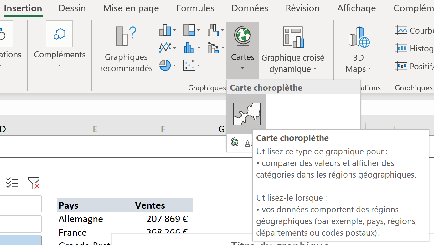 Excel graphique carte dynamique