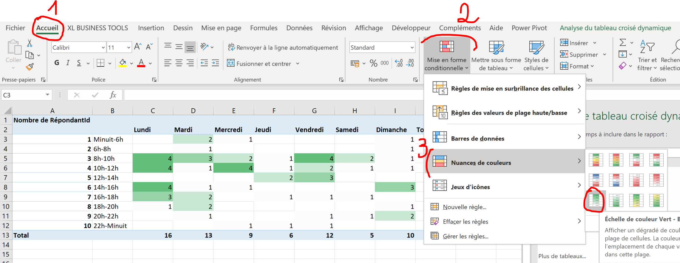 Carte thermique Excel Power Query