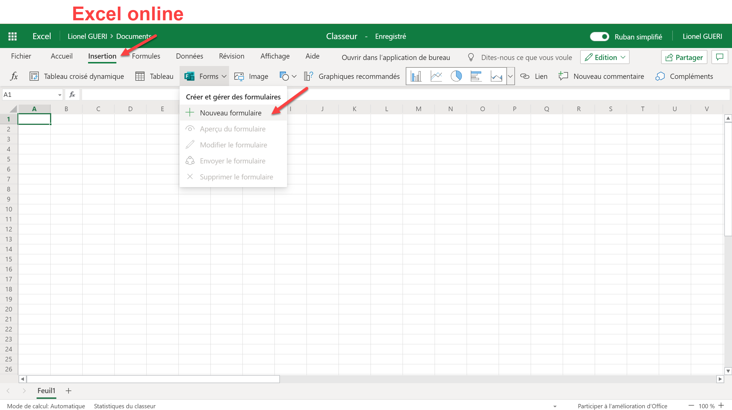 Conncter un Microsoft Forms à un classeur Excel